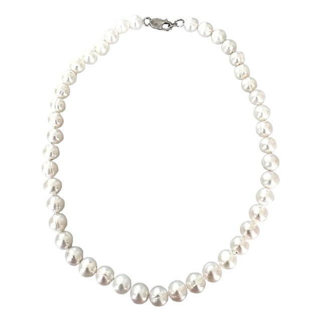 Vintage 18" Honora Cultured Pearl Necklace With Sterling Silver Clasp For Sale