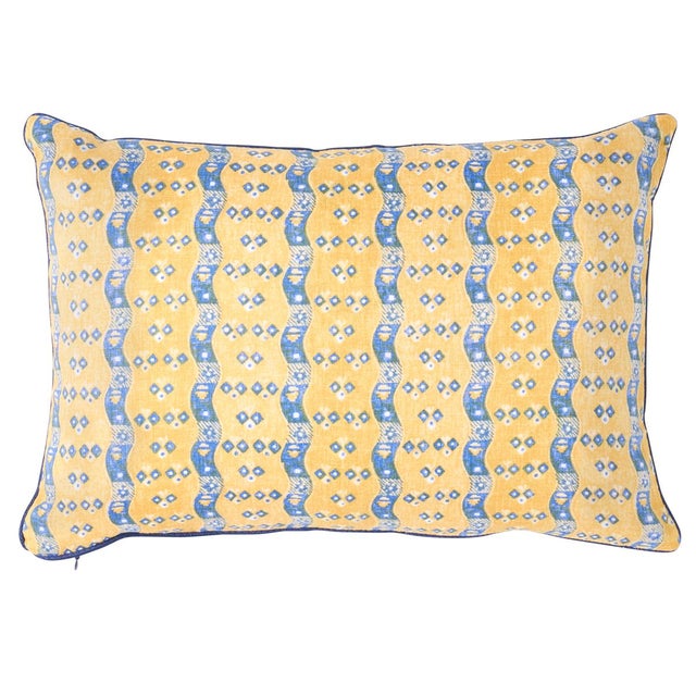 Contemporary Schumacher Ottilie Stripe 18" Lumbar Pillow in Yellow For Sale - Image 3 of 3