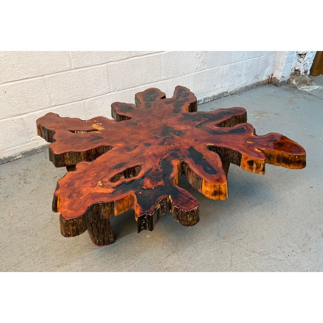 Vintage Live Edge Resin-Filled Cypress Coffee Table For Sale - Image 4 of 10