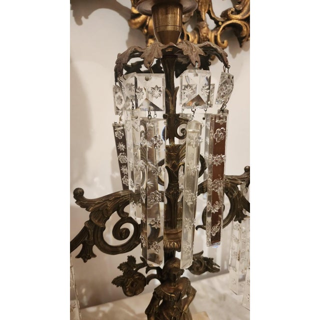 Metal Mid 19th Century Victorian Bronze and Crystal Candelabra For Sale - Image 7 of 9