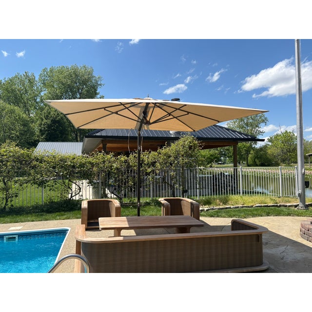 Tuuci® Ocean Master Cantilever Umbrella – 10' Square Bronze | Marine-Grade Canvas | 600 Lb Freestanding Base For Sale - Image 11 of 18