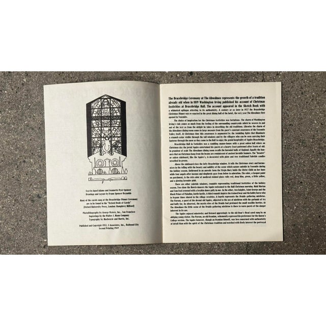 The Legendary Yosemite Ahwahnee Christmas DInner at Bracebridge Hall 1971 Menu and Booklet. Menu Cover Photo by Ansel Adams Signed For Sale In Palm Springs - Image 6 of 10