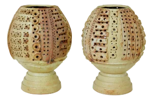 Mid-Century Brutalist Ceramic Lamps by Bernard Rooke, 1970s, Set of 2