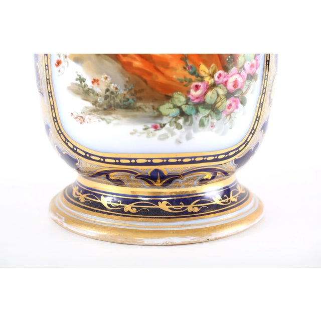 Gold Mid 19th Century French Porcelain Decorative Vase with Side Handles For Sale - Image 8 of 11