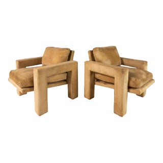 Set of 2 Mid-Century Modern Parsons Club Chairs in the Manner of Milo Baughman, Usa, Circa 1970's For Sale