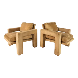 Set of 2 Mid-Century Modern Parsons Club Chairs in the Manner of Milo Baughman, Usa, Circa 1970's