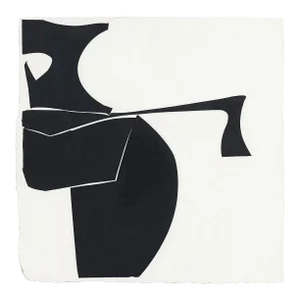 Contemporary Abstract Gouache on Handmade Khadi Paper Painting "Covers 13-Black B" by Joanne Freeman