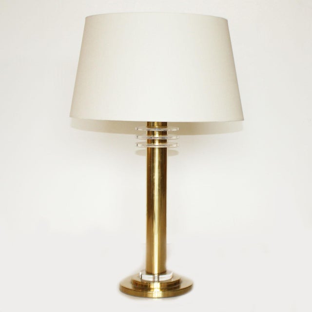 Mid-Century Modern Pair of Brass Lamps With Lucite Detailing, C. 1960 For Sale - Image 3 of 6