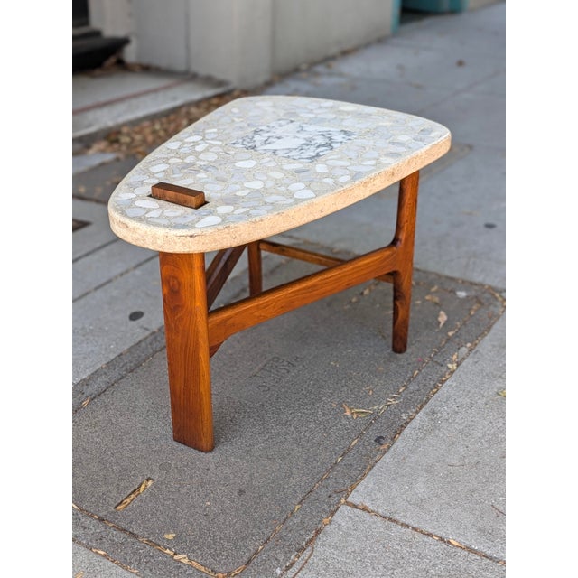 Vintage Biomorphic Terrazzo-Top Side Table With Wood Base For Sale In San Francisco - Image 6 of 9