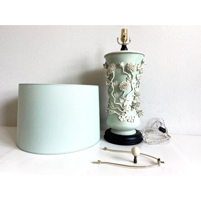 Italian Applied Floral Lamp & Shade For Sale - Image 12 of 12