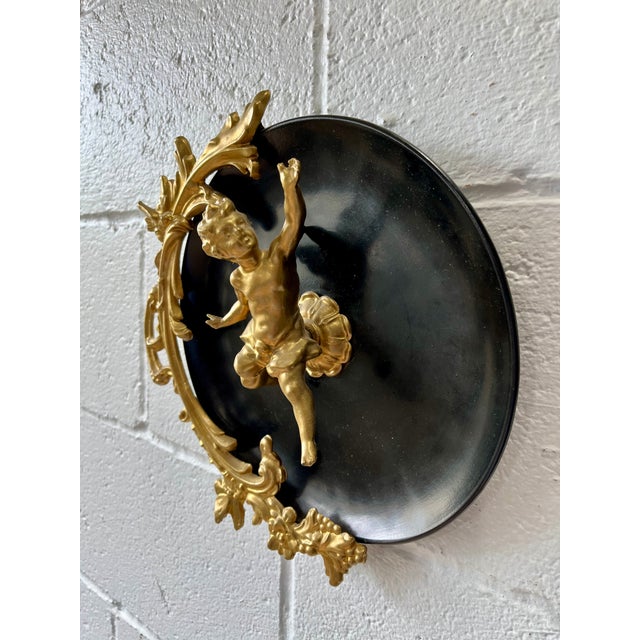 Italian Rococo Revival Gilt-Metal Cherub Wall Plaques, Circa 1950s For Sale - Image 4 of 8