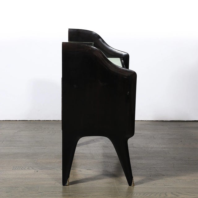 Pair of Mid-Century Ebonized Walnut & Brass Sculptural Nightstands by Ico Parisi For Sale - Image 10 of 12