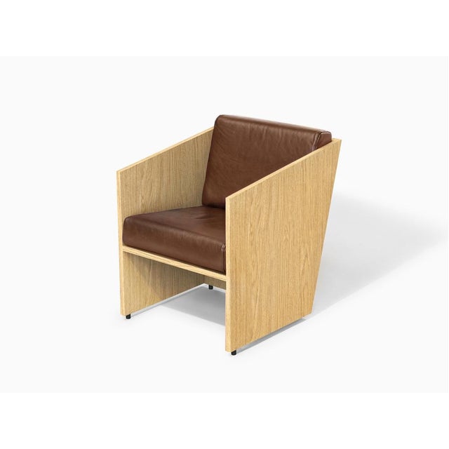 Wood Armchair in Oak Wood and Brown Leather by Álvaro Siza For Sale - Image 7 of 7