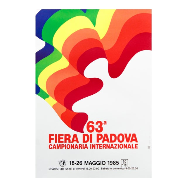 1985 Original Italian Exhibition Poster - 63rd Padua Fair, International Sample Show - Linen Backed For Sale