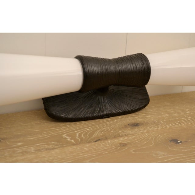 Visual Comfort Signature Utopia Large Double Bath Sconce in Aged Iron With White Glass. Removed by professional...