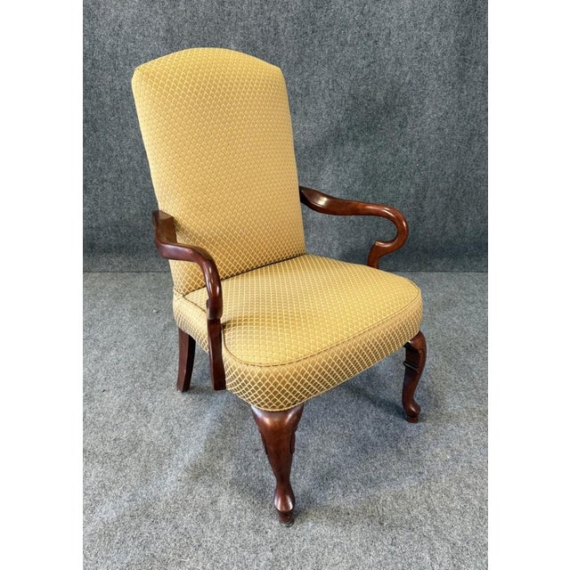 American Late 20th Century Traditional Gold Upholstered Arm Chair For Sale - Image 3 of 13