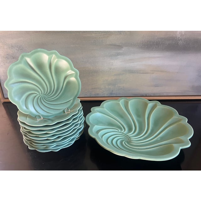 Art Deco Arthur Percy Designed Swedish Plate Set by Gelfe, C. 1940's For Sale - Image 3 of 12