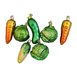 1980s Vegetable Christmas Ornaments - Set of 7 For Sale