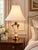 Vintage Neoclassical Ivory Ceramic and Gold Metal Urn Table Lamp With Original Bell Shade For Sale - Image 4 of 5
