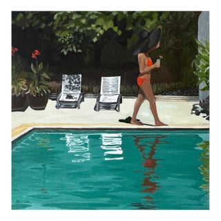 "At the Pool" Modern Oil Painting, by Jennifer Hohlfelder For Sale