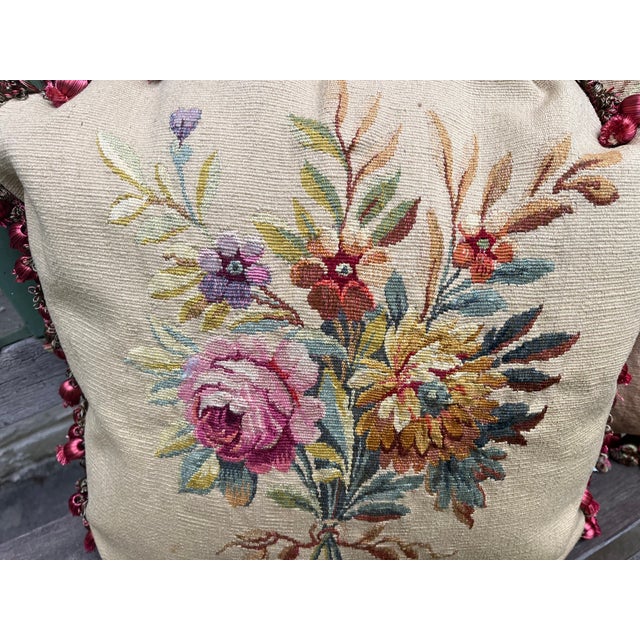 Textile A Set of Antique Aubusson Tapestry Pillows For Sale - Image 7 of 8