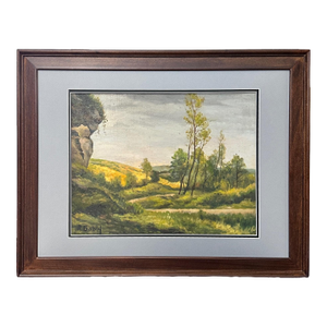 Midcentury French Landscape Painting of Rolling Hills