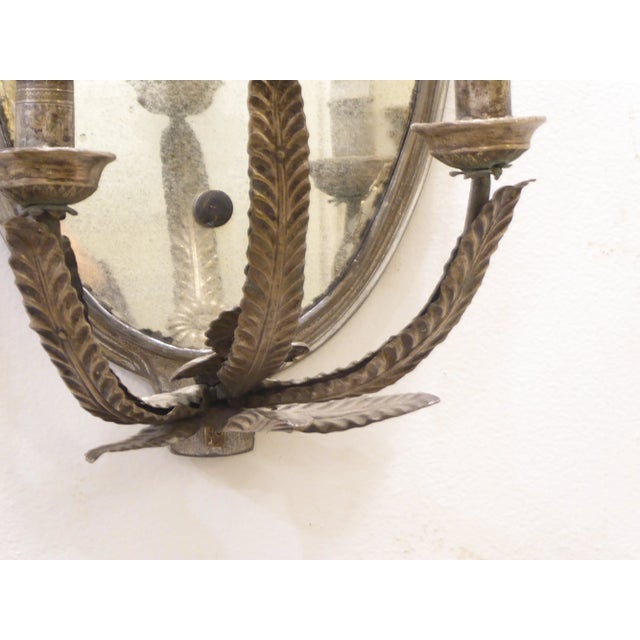 Rustic European 18th Century Italian Silvered Three Arm Wall Sconces - a Pair For Sale - Image 3 of 7