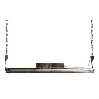 Large Fluorescent Double Pendant in Flat Cast Aluminum, 1970s For Sale