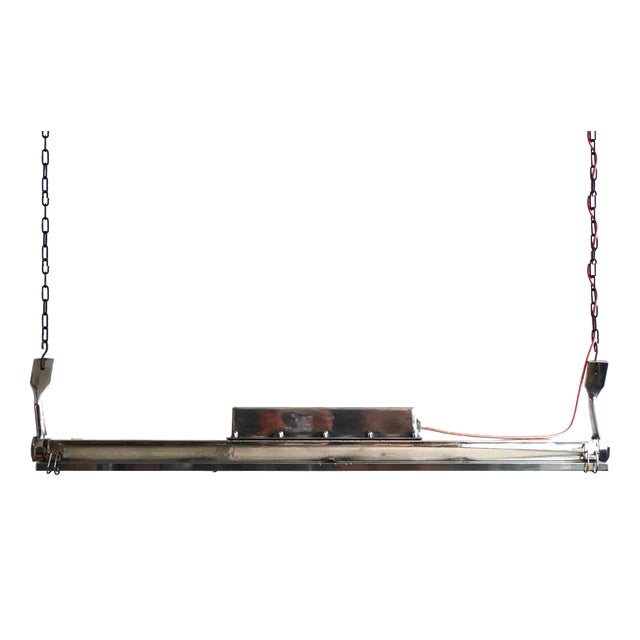 Large Fluorescent Double Pendant in Flat Cast Aluminum, 1970s For Sale