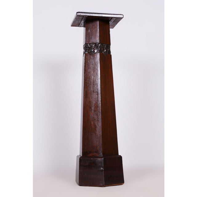 Wood Art Deco Oak Pedestal, Czechia, 1920s For Sale - Image 7 of 8