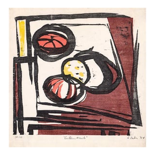 1954 Gerson Leiber Autumn Fruits Woodblock For Sale