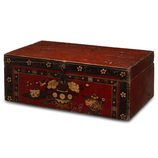 Black Red and Black Painted Storage Box, 1890s For Sale - Image 8 of 8