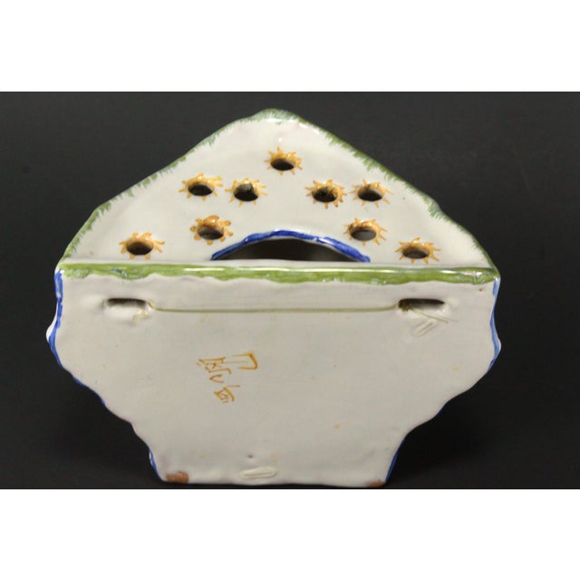 19th/20th C Polychrome Faience Bough Pot Wall Pocket Martres-Tolosane , France For Sale - Image 14 of 18