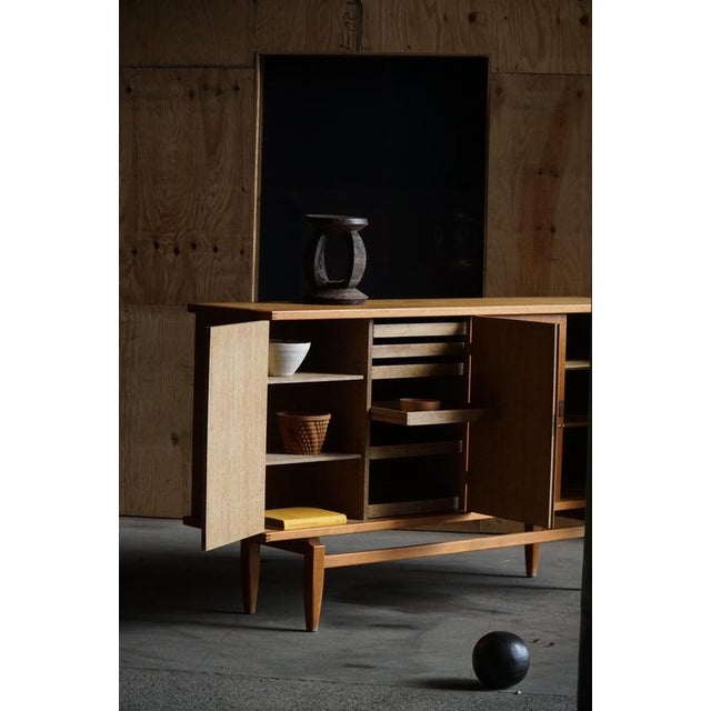 Mid-Century Modern Sideboard in Oak and Brass attributed to Henning Kjærnulf, Denmark, 1960s For Sale - Image 16 of 17