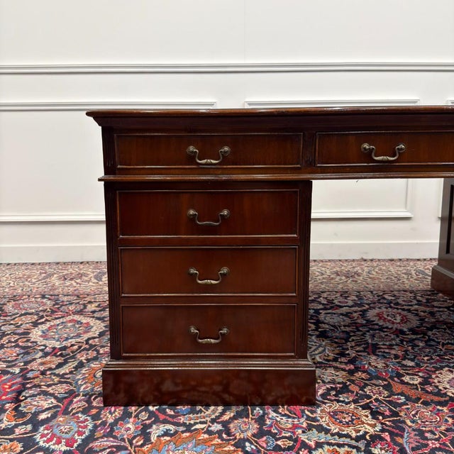 Large English Classic Partner Desk For Sale - Image 9 of 18