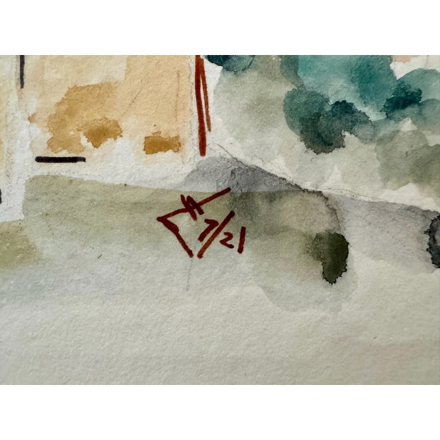 1970s Henry Emil Salloch Original Watercolor on Paper Church of San MIllán, 1971. For Sale - Image 5 of 6