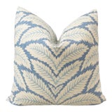 Blue and White Leaf Pattern 22" Down Pillow For Sale