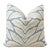 Blue and White Leaf Pattern 22" Down Pillow For Sale