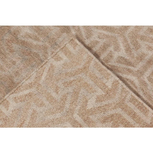 Textile Modern Geometric Tibetan Terra Rug in Natural Wool by Doris Leslie Blau For Sale - Image 7 of 8