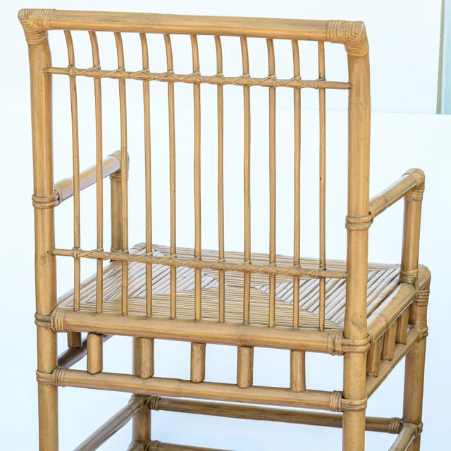 Pair Italian Large Bamboo & Rattan Chairs For Sale In West Palm - Image 6 of 11