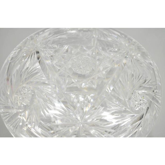 Vintage Art Deco Bohemian Cut Crystal Glass Czech Ladies Vanity Powder Jar For Sale - Image 11 of 12