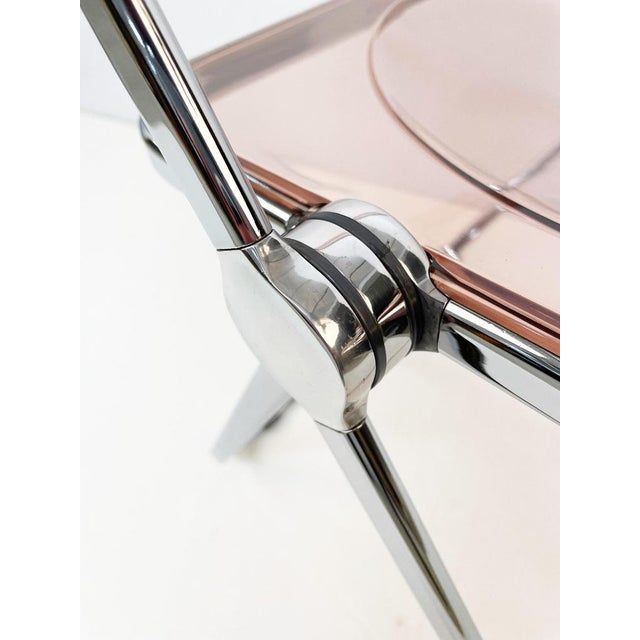 Gold Acrylic Glass Pink and Chrome Plia Chairs by Piretti for Castelli, Italy, 1970s, Set of 4 For Sale - Image 8 of 18