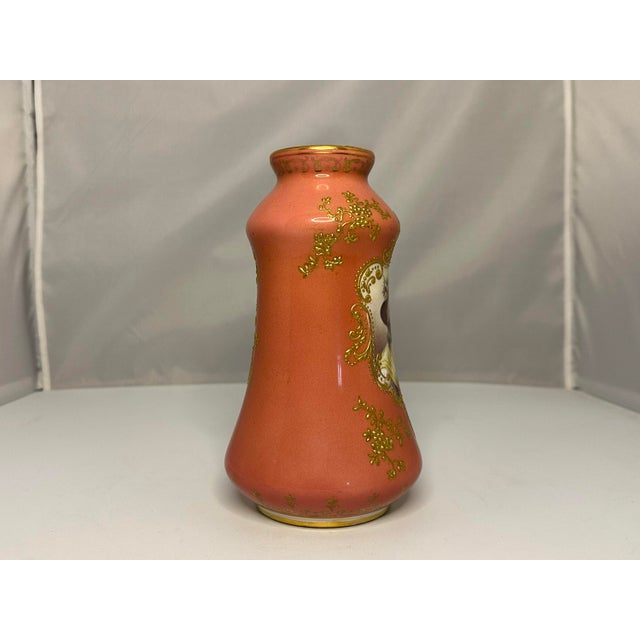 Antique Royal Bonn Portrait Vase: Hand-Painted Gold Gilt Rococo Vase, Signed For Sale - Image 4 of 10