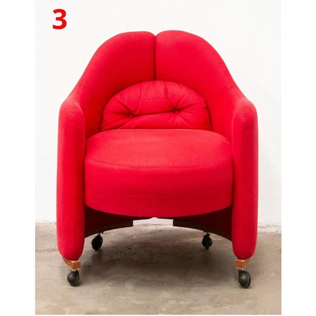 Red Chairs with Wheels, Set of 4 For Sale - Image 13 of 18