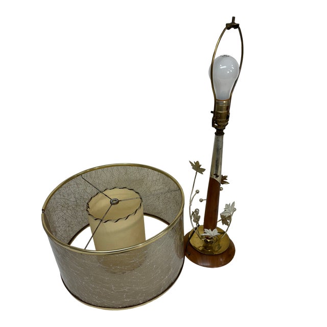 Mid Century Teak and Brass Table Lamp by Sunset Lamp Manufacturing With