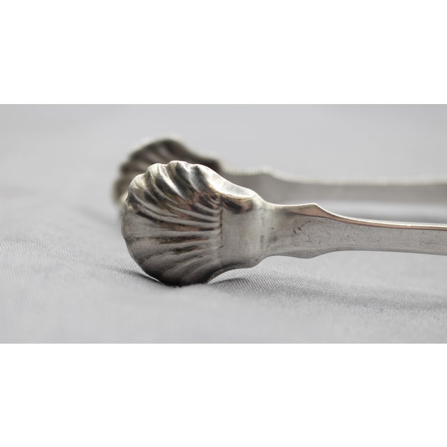 Circa 1830 American Fiddle Pattern Coin Silver Sugar Tongs by J. Peters For Sale - Image 4 of 7