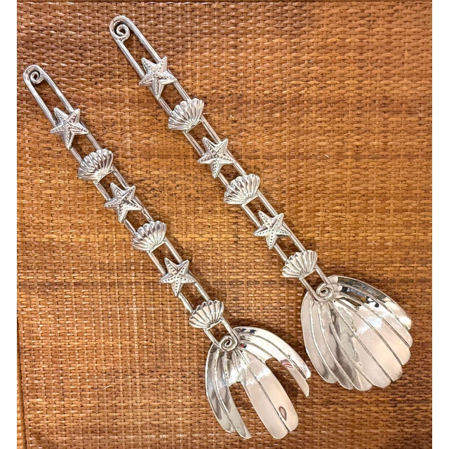 Mexican Emilia Castillo Shells and Starfish Silver Serving Set For Sale - Image 3 of 12