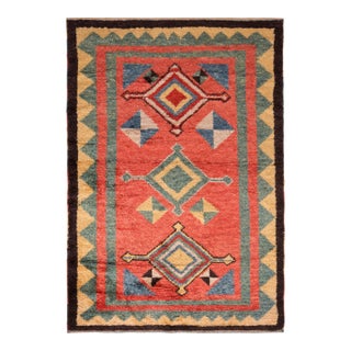 Classic Tulu Style Rug Red Green Medallion Tribal Pattern by Rug & Kilim For Sale
