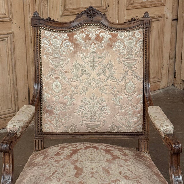 Pair of 19th Century French Louis XVI Carved Walnut Armchairs ~ Fauteuils For Sale - Image 16 of 18