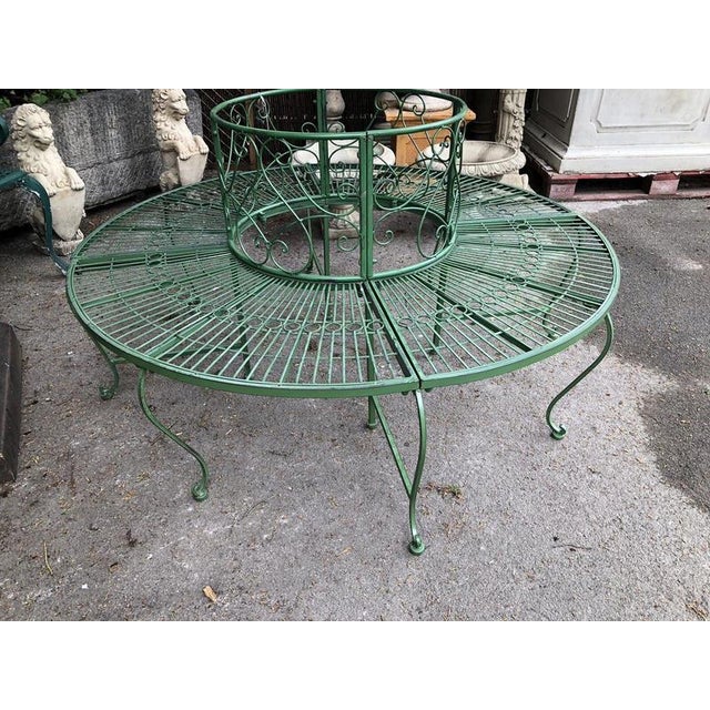 French Style Green Metal Circular Tree Garden Bench For Sale - Image 4 of 6